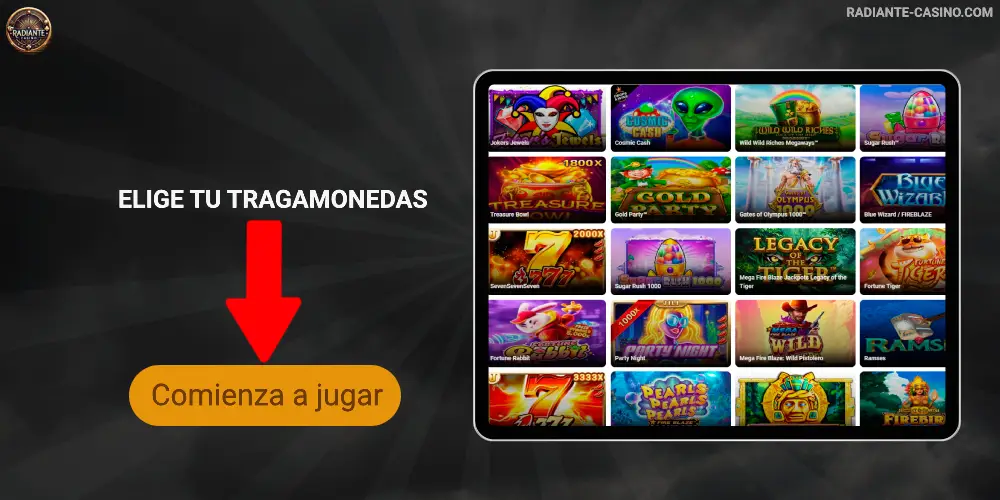 Variedad de tragamonedas en Radiante