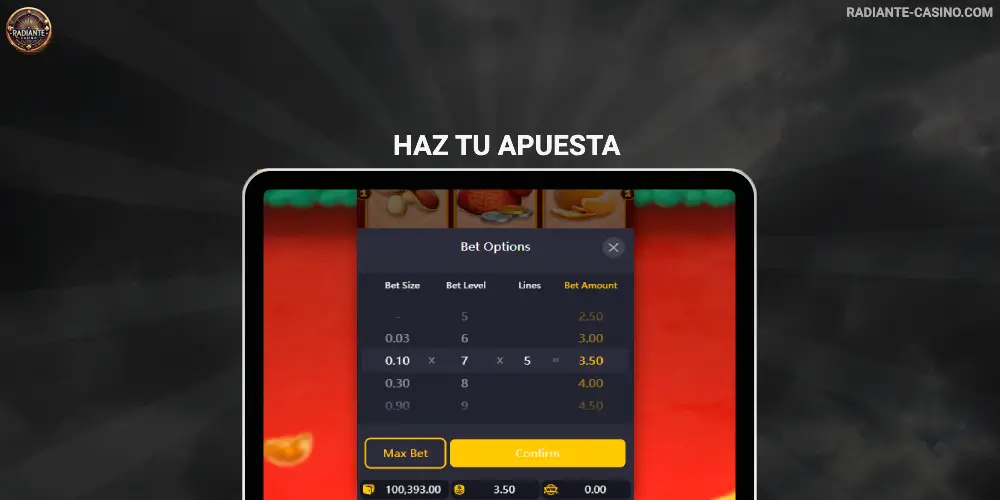 Paso 3 – Realiza tu apuesta en Radiante