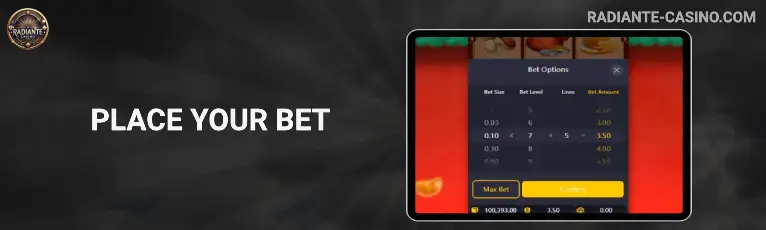 Step 3 – Place Your Bet on Radiante